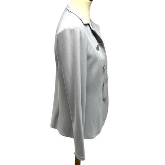 Joseph Ribkoff NWT Gray Frost Sparkle Open Front Long Sleeve Blazer Jacket 8 - Picture 6 of 14